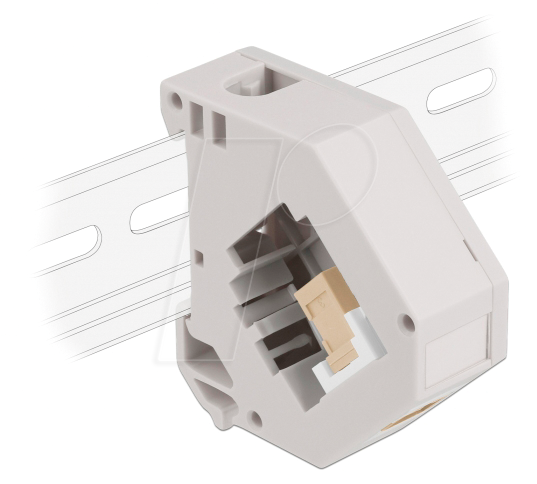 DELOCK 87167 - Keystone SC Simplex Buchse > Buchse beige, mit Hutschienenadapte
