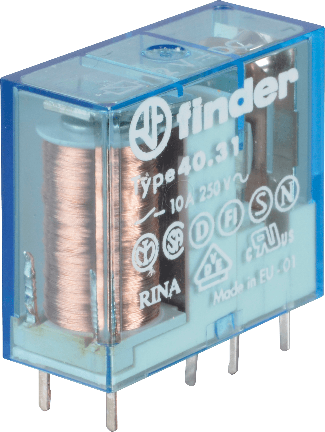 FIN 40.31.9 12V - Printrelais, 1x UM, 250V/10A, 12V, RM 3,5mm