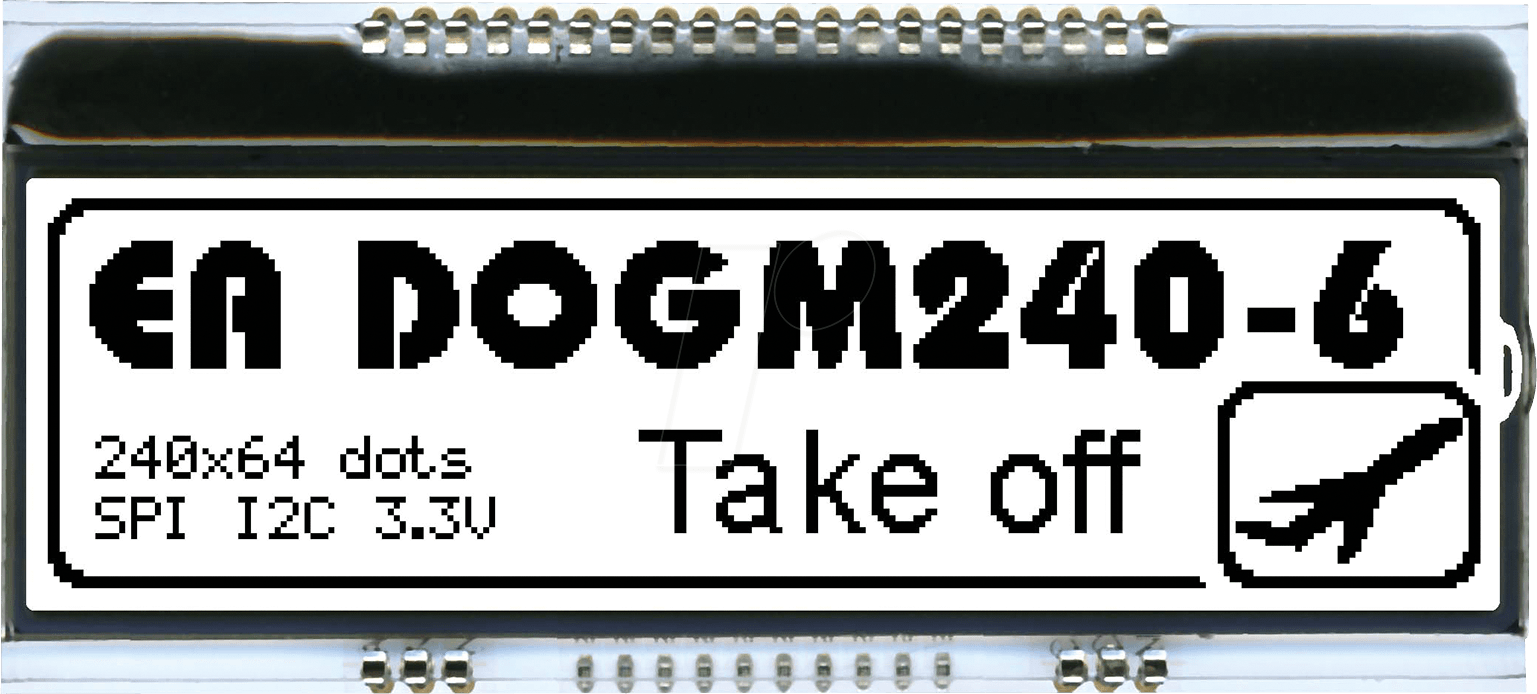 Thumbnail - EA DOGM240W-6 - LCD-Grafikmodul, 82,8 x 20,14 mm, weiß