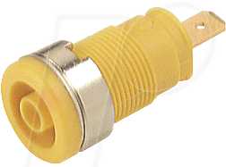 SEB 2610F GE - Einbaubuchse, 4 mm, Faston, gelb, gesichert