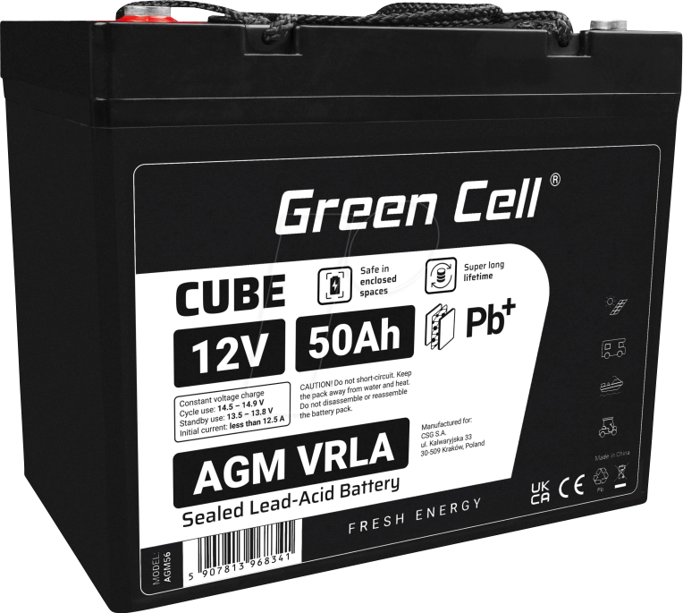 GC AGM56 50AH - Blei-Vlies-Akku, AGM, 12V, 50 Ah