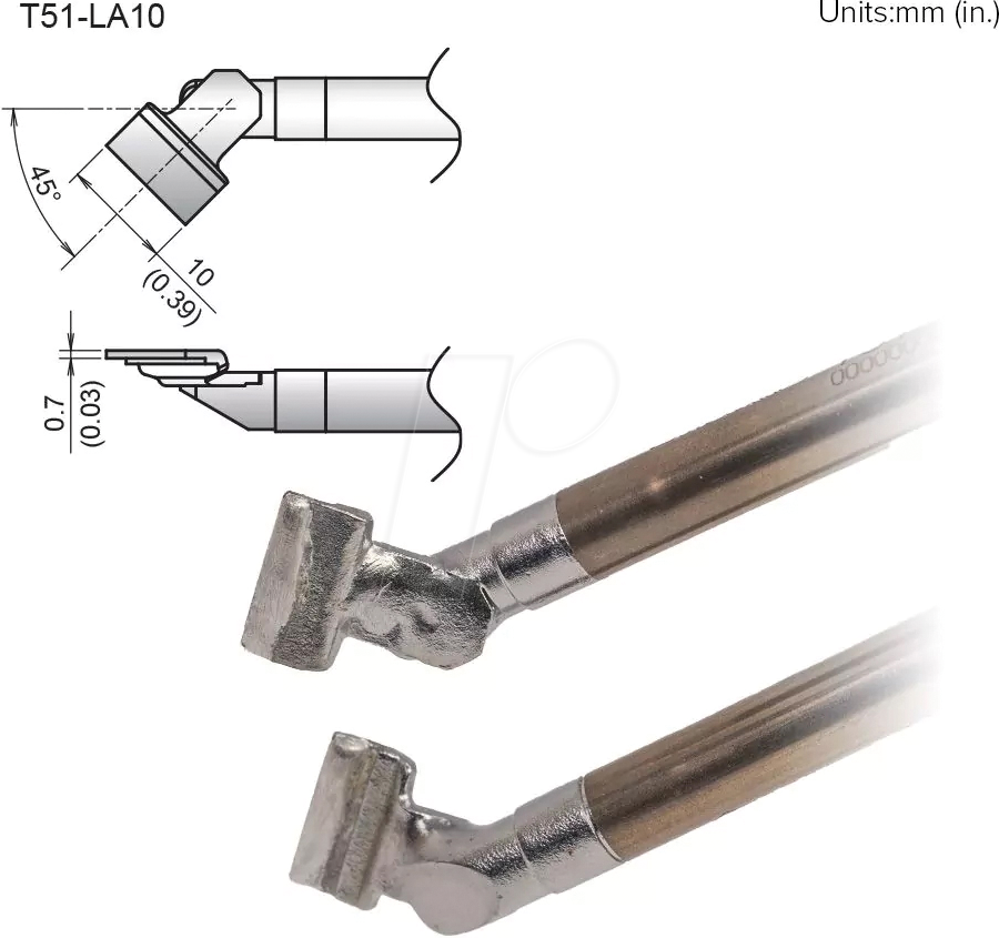 HAK T51-LA10 - Aktiv-Lötspitze T51-LA10, 10,0 mm, SOP, Spatel, 2 Stück