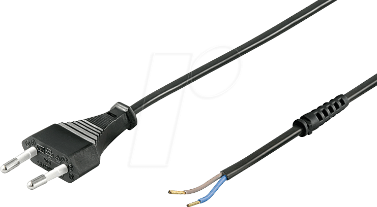 NKE 150 SW ZL - Netzkabel, Eurostecker, 1,5 m, schw, offenes Ende