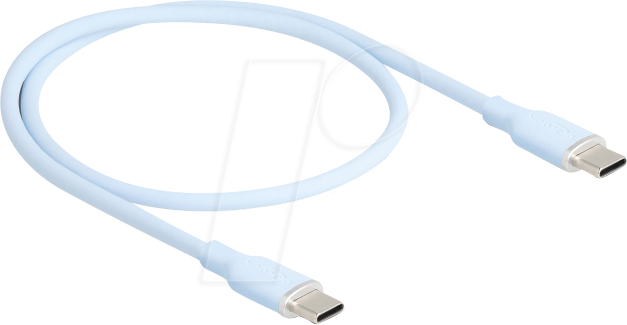 DELOCK 81233 - USB 2.0 Kabel, C Stecker > C Stecker, Silikon, blau, 0,5 m