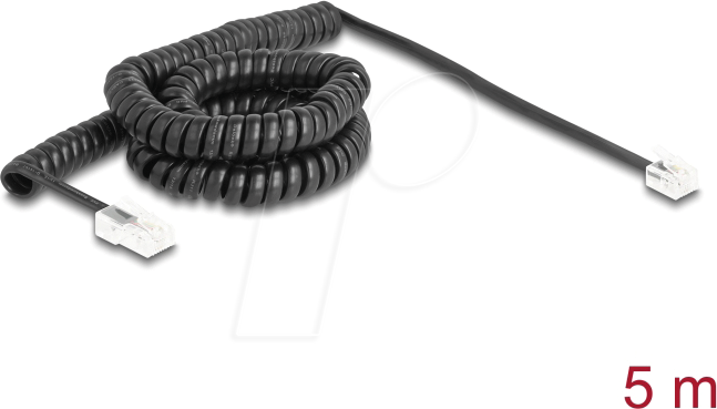 Thumbnail - DELOCK 88481 - Telefonkabel / Spiralkabel, RJ11 Stecker / RJ45 Stecker, 5 m