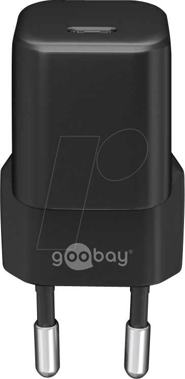 GOOBAY 59715 - USB-Ladegerät, 30 W, 1x USB-C (PD), GaN, schwarz