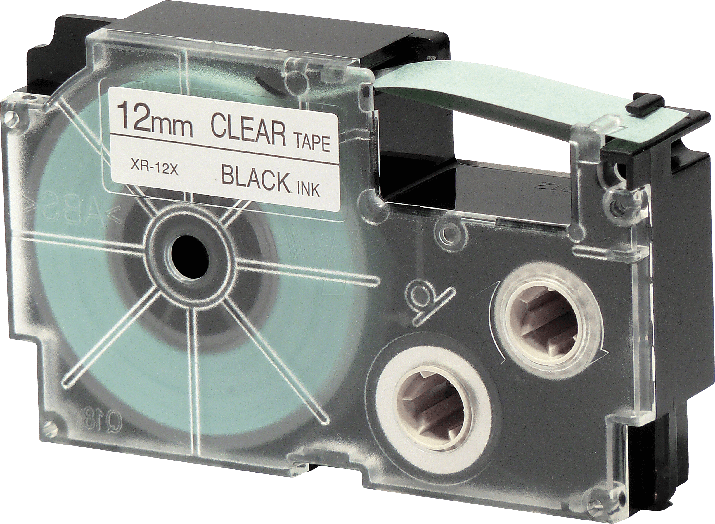 CASIO XR-12X1 - Schriftband, 12 mm x 8 m, schwarz/ transparent