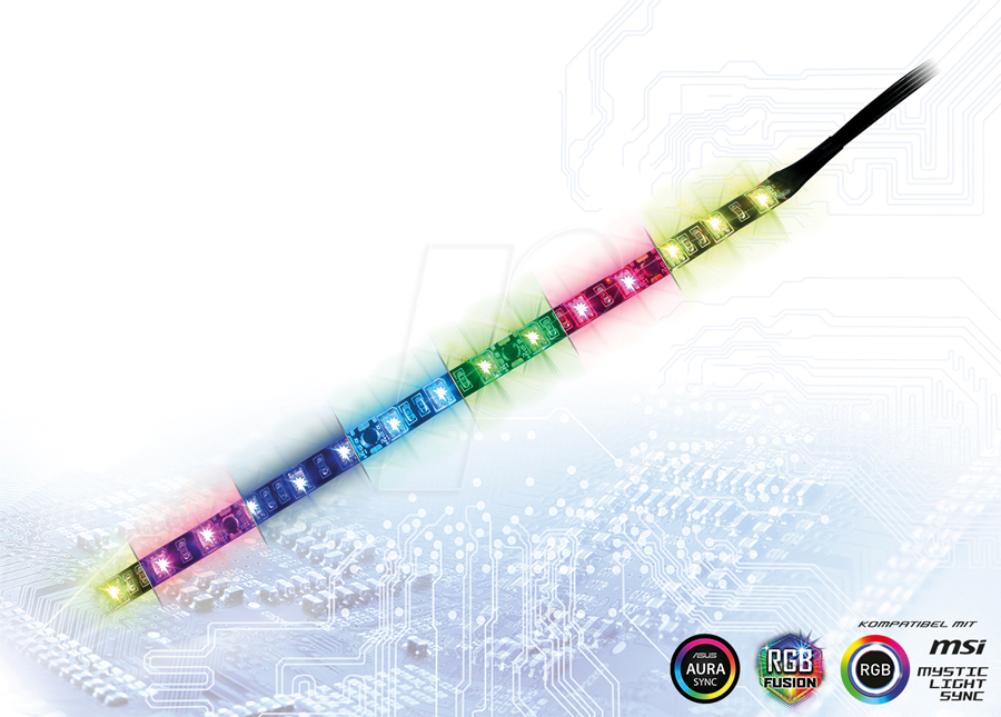 Thumbnail - IT88885453 - Inter-Tech LED Streifen, RGB, 50 cm