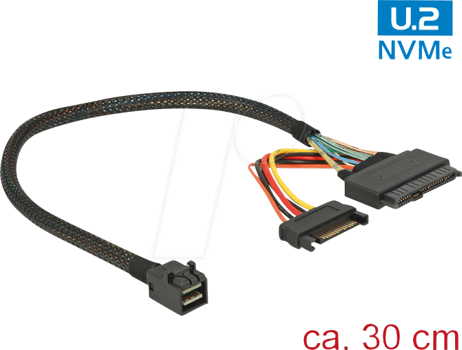 DELOCK 84823 - U.2 SFF-8643 Stecker > U.2 SFF-8639 Stecker + SATA, 30 cm