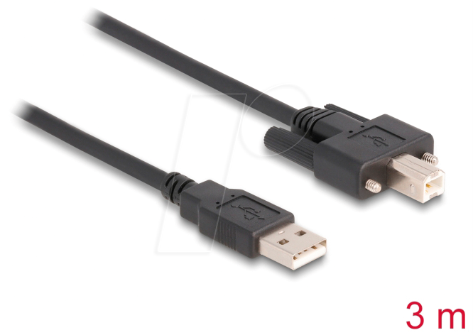 DELOCK 87215 - USB 2.0 Kabel, A Stecker auf B Stecker, schraubbar, 3 m
