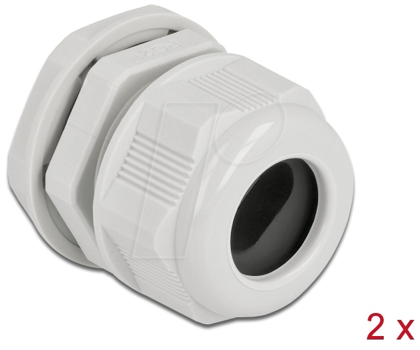 DELOCK 60388 - Kabelverschraubung PG21 für Flachkabel, gr, 2 Stk