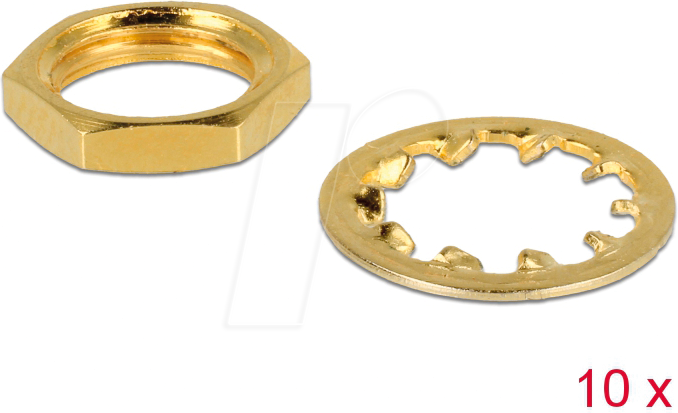 DELOCK 89483 - 10 Stück Muttern und Sicherungsringe für SMA und RP-SMA