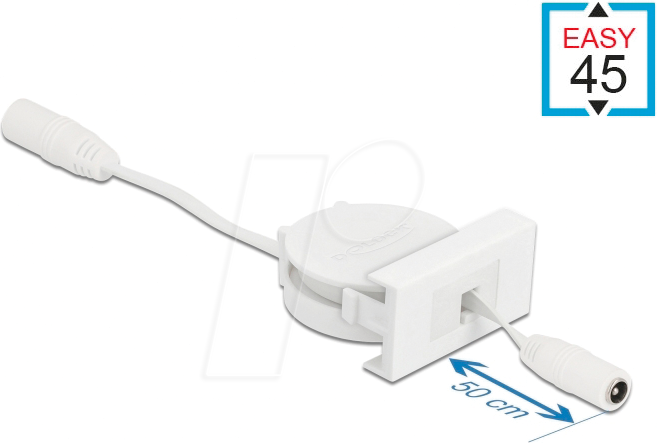 DELOCK 81376 - Easy 45 Modul Ausrollkabel DC 5,5 x 2,1 mm Buchse / Buchse, weiß
