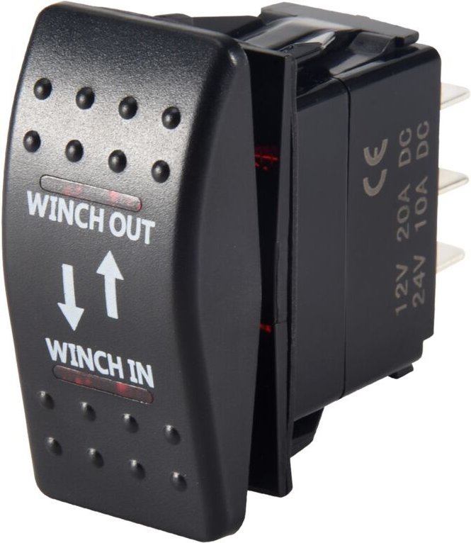 12V 20A Winch In Out ein-aus-ein Wippschalter 7-Polige led - Rot