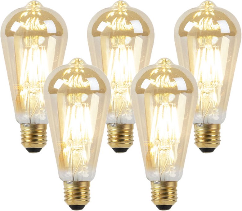 Luedd - Set mit 5 E27 LED-Lampen, dimmbar bis warmes Gold, 8 w, 806 lm, 2000-2700 k