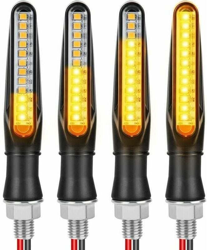 Motorrad-LED-Blinker, 4 Stück universelle wasserdichte Motorrad-Blinker, 12-V-Blinker, Tagfahrlicht für Motorräder (schw...