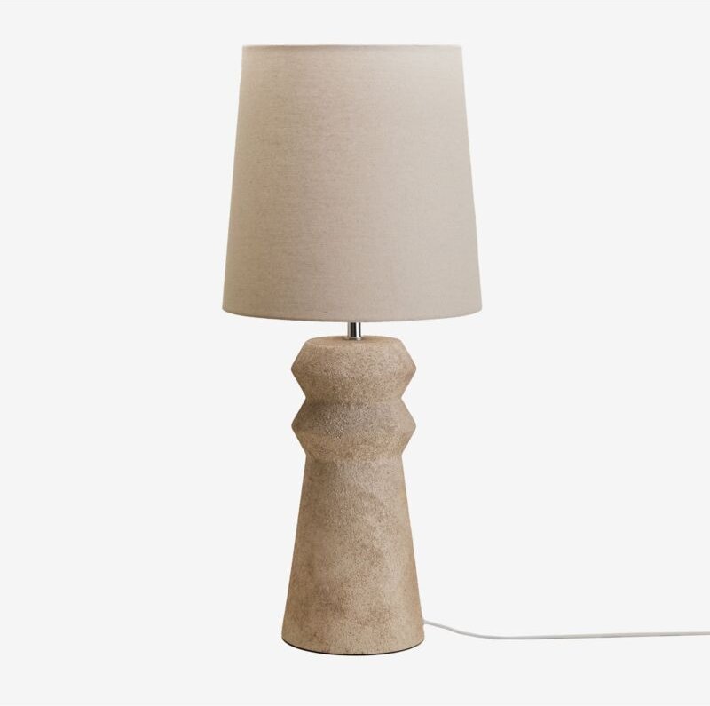 Sklum - 70 cm Tischlampe aus Keramik und Leinen Fornia Creme-Beige