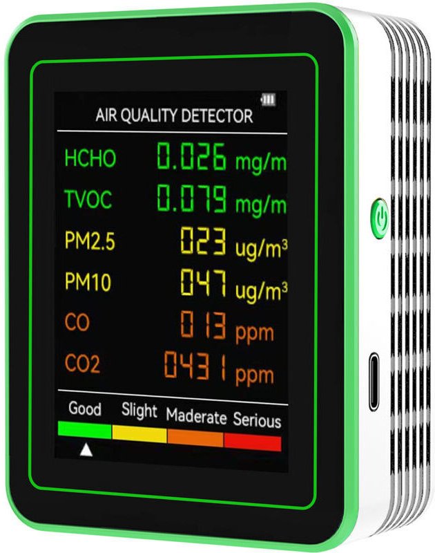 Monitor de calidad del aire 6 en 1 Eosnow, detector de dióxido de carbono multifuncional, comprobador de pared para PM2....