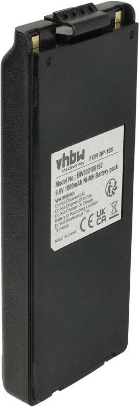 Vhbw - Akku kompatibel mit Icom IC-T2A, IC-T2E, IC-T2H Funkgerät, Walkie Talkie (1800mAh, 9,6V, NiMH) + Gürtelclip