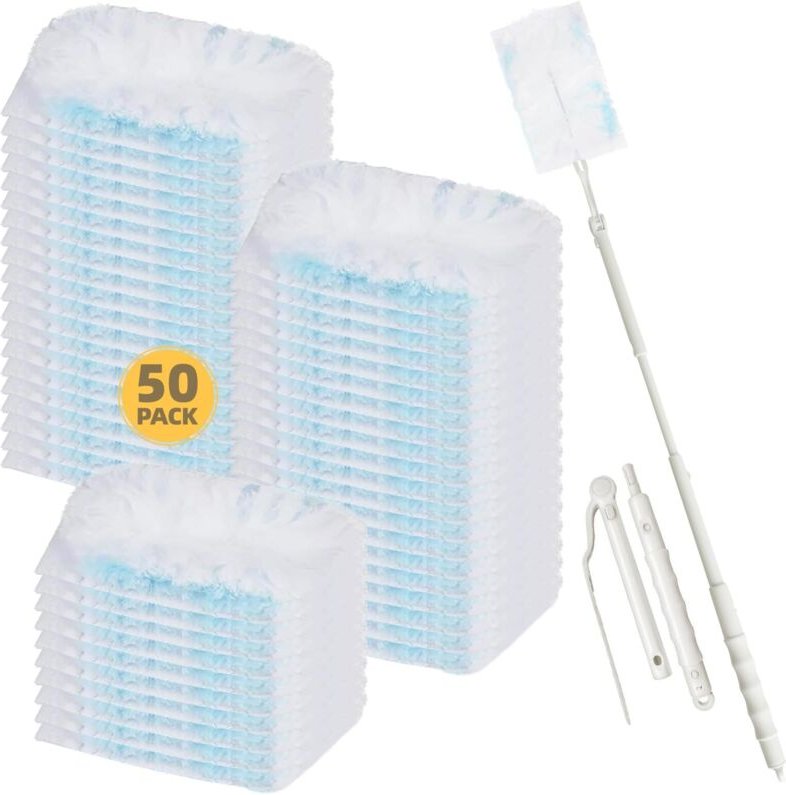 51-teiliges Staubwedel-Nachfüllset kompatibel mit Swiffer Duster, Reinigungsaufsätze für Haare, Staub und Schmutz (50 Na...