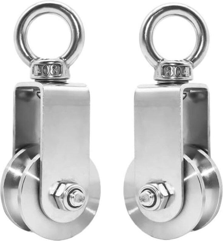 Seilrolle, 2 Stück Heberollengruppen aus Edelstahl, Tragfähigkeit 250 kg (34 mm, 2 Stück)