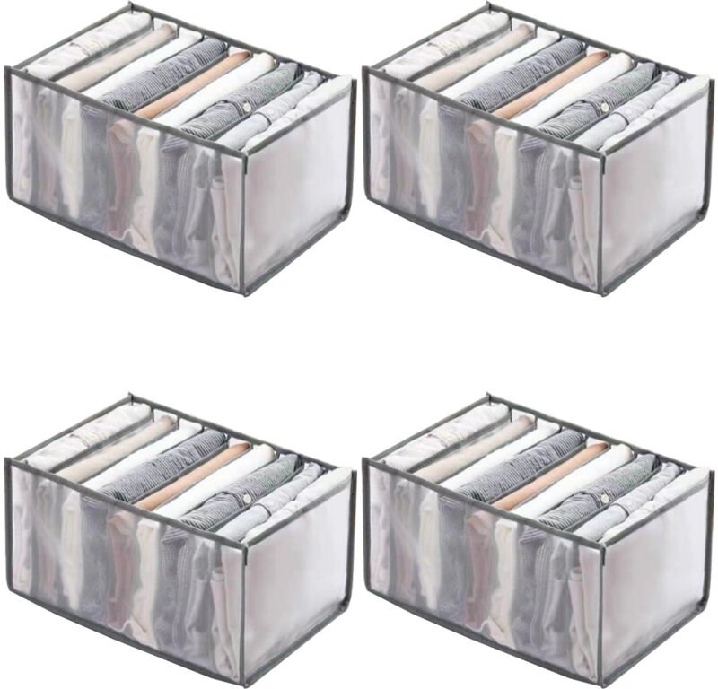 Set mit 4 faltbaren Aufbewahrungseinheiten für Kleidung, Kleiderschrank und Schlafzimmer