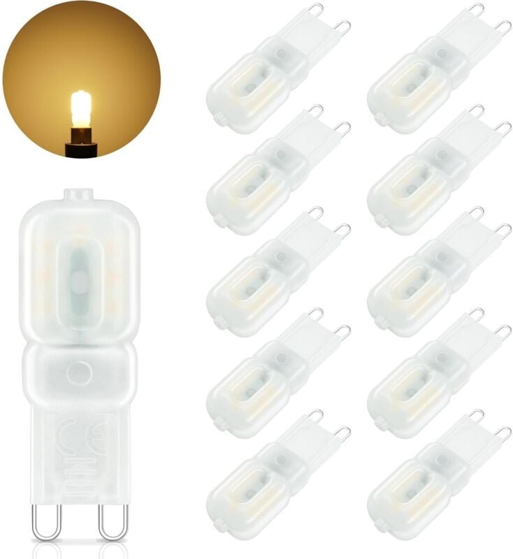 Memkey - G9-LED-Glühbirne, 3 w, entspricht 30 w Halogenlampe, warmweiß 3000 k, 500 lm, flimmerfreie G9-LED, 360° Abstrah...