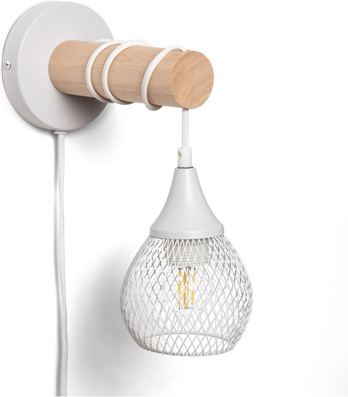 Wandleuchte aus Holz und Metall Monah Weiß