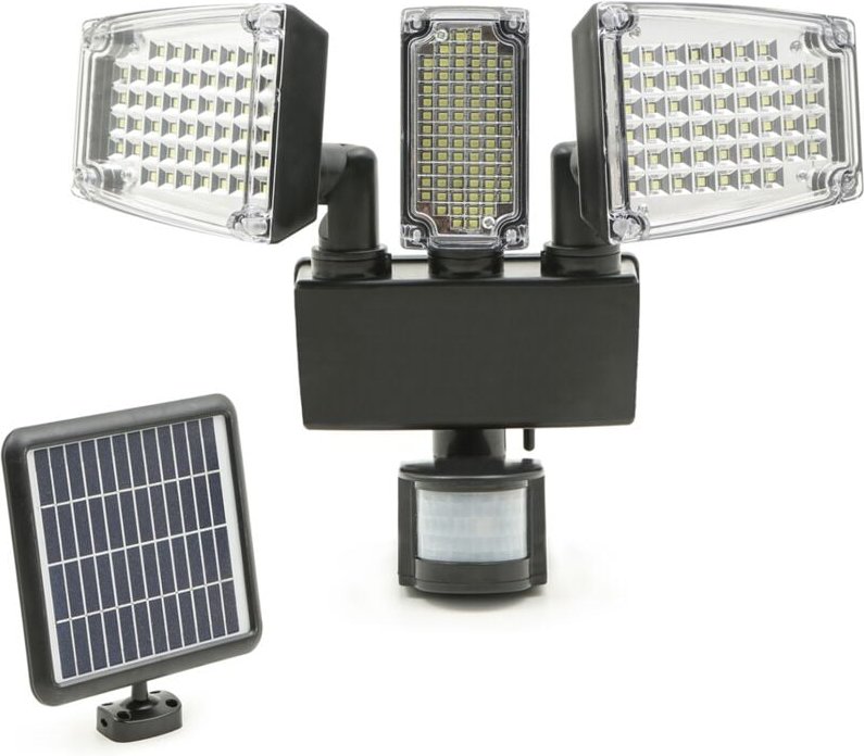 Idmarket - Solar-Scheinwerfer mit 3 Köpfen 178 led Bewegungsmelder