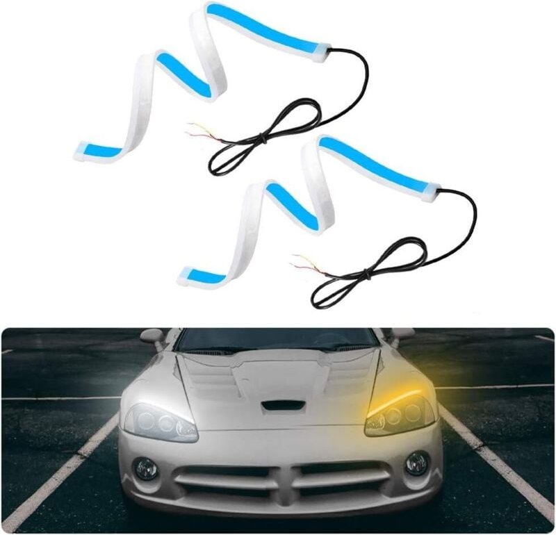 Ahlsen Tagfahrlicht, 60 cm flexible Tagfahrlichtstreifen, 2 Stück 300 LEDs, zweifarbiges Tagfahrlicht, IP65 wasserdicht,...
