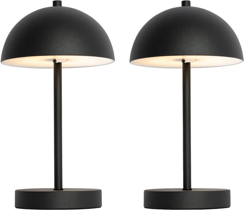 Set mit 2 Outdoor-Tischleuchten Pilz Schwarz wiederaufladbar - Keira