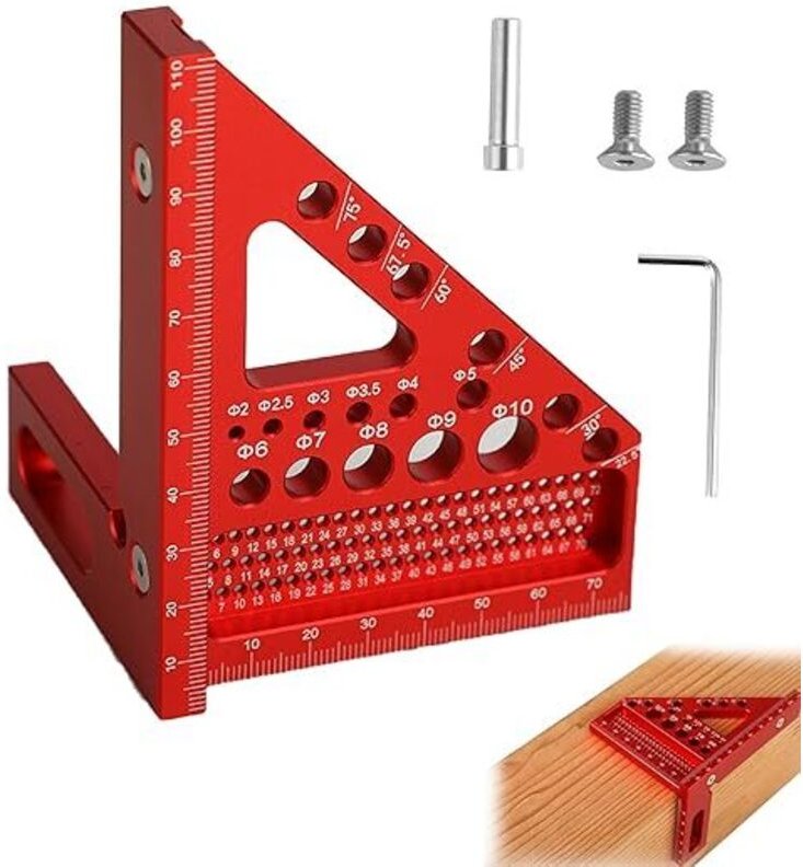 3D-Winkel – Verstellbarer Winkel von 22,5° bis 90° – Hochpräzises Holzbearbeitungswerkzeug aus Aluminiumlegierung – 3 in...