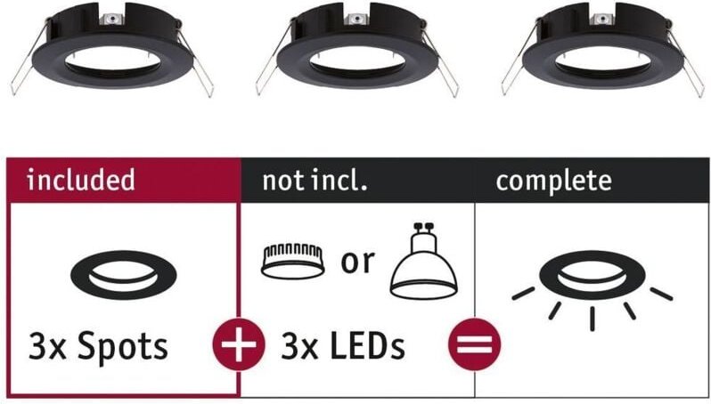 Paulmann - 92481 ebl Choose Einbauring 3er Set 10 w Schwarz (matt)