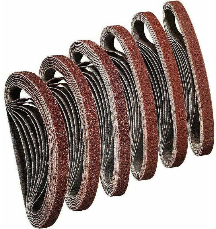 Band 10X330 mm Schleifband 40/60/80/120/180/240 zum Schleifen, Polieren und Entstauben, ideal für Holz (48 Stück)