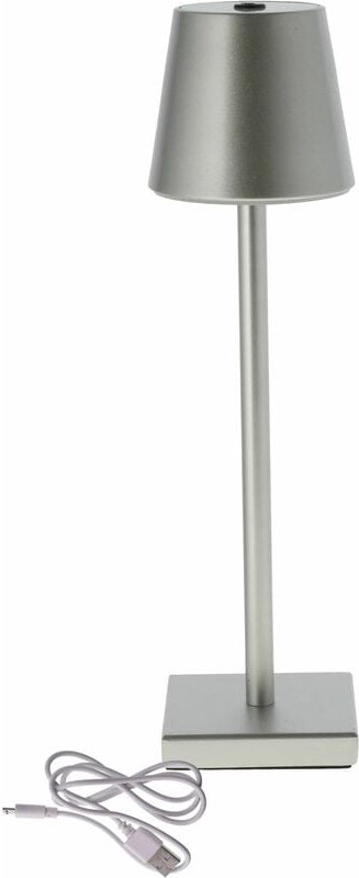 Metall led Akku Tischleuchte für Außen warm weiß 38 x 12 cm - silber - Outdoor Touch Leuchte Nachttischlampe Schreibtisc...