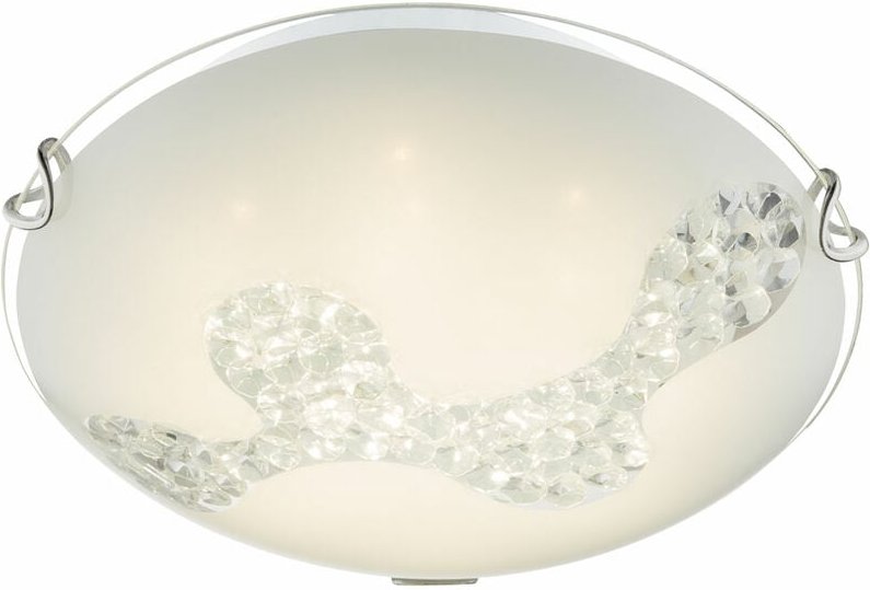 Globo - Deckenleuchte Glas rund led Deckenlampe Kristall Flurleuchte weiß Küchenlampe, 8W 645lm neutralweiß, DxH 25x9,5 ...