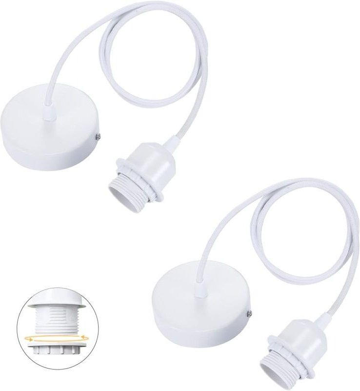Mumu - 2er-Set E27-Pendel mit Schraubring, 100cm verstellbares Textilkabel, Pendel passend zum Lampenschirm, ideale Fass...