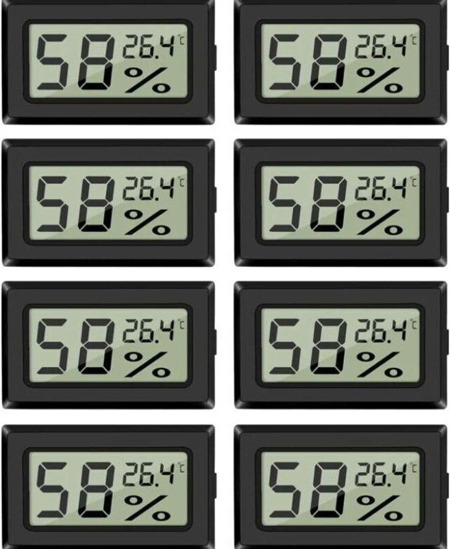 Set mit 8 Mini-Hygrometer-Thermometern, digitales Feuchtigkeitsmessgerät für Innenräume mit Temperatursensor für Autos, ...
