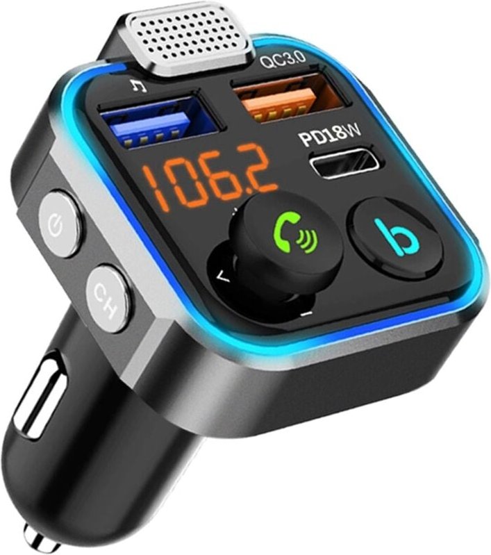 FM-Transmitter fürs Auto, Bluetooth 5.3-Radiosender für den Zigarettenanzünder, 20-W-PD-Schnellladegerät Typ C+ QC3.0, F...