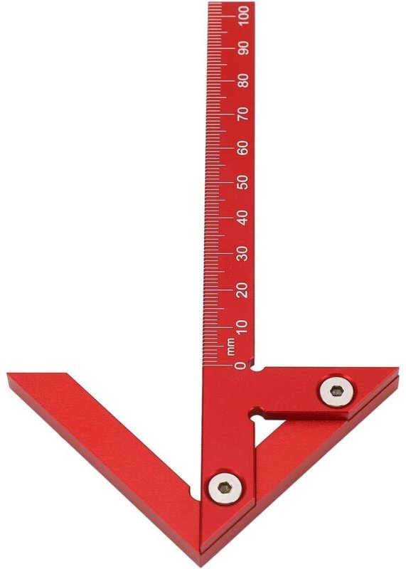 Zentrier-Lineal 105 mm 45° 90° Aluminiumlegierung, Schreinerlineal, Messwerkzeug für die Holzbearbeitung