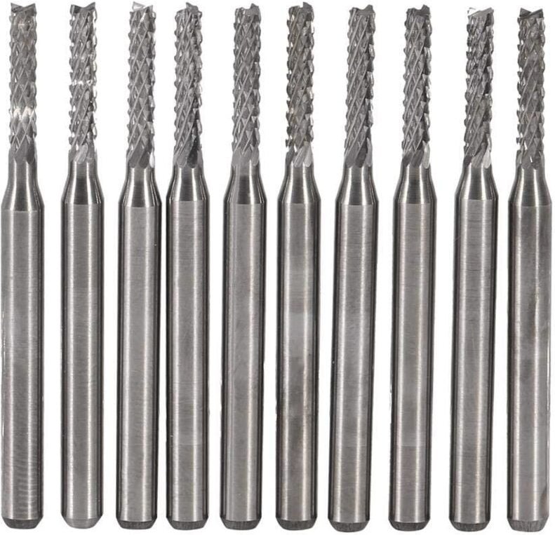 CNC-Fräser, 10 Stück 2 mm Hartmetall-Stahlschaft, Einzelnut-Schaftfräser, CNC-Fräser für Nylon, Harz, ABS, Acryl, PVC, M...