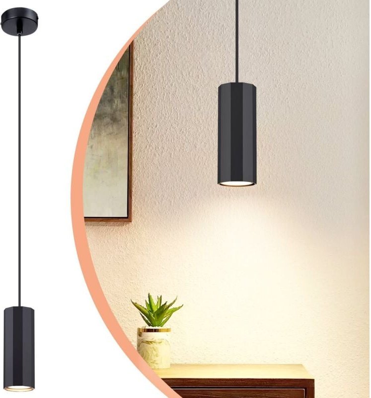 Pendelleuchte Schwarz 1 Flammig Hängelampe - Pendellampe GU10 Wohnzimmer Modern Industrial Esszimmerlampe Hängend Metall...