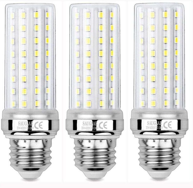 FOREHILL 3er-Pack LED-Maiskolbenlampen à 20 W, entspricht 150 W Glühlampen, 2300 lm, neutralweiß (4000 K), E27-Fassung.