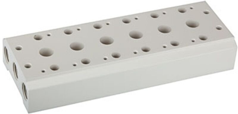 Mehrfach-Grundplatte für 5/2-5/3-Wegeventile, 6 Pos., M5, g 1/8 - Riegler