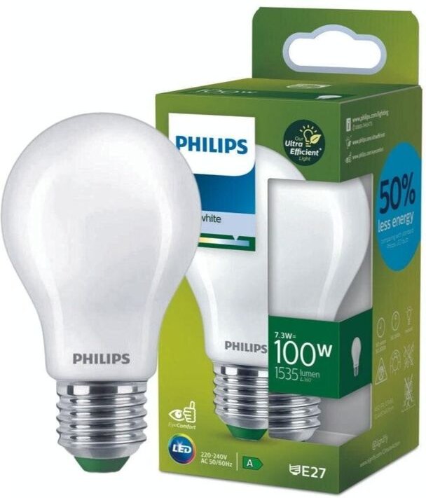 Ultra Efficient led Classic Bulb 7,3W 1535lm E27 4000K 6x10,4cm - Philips