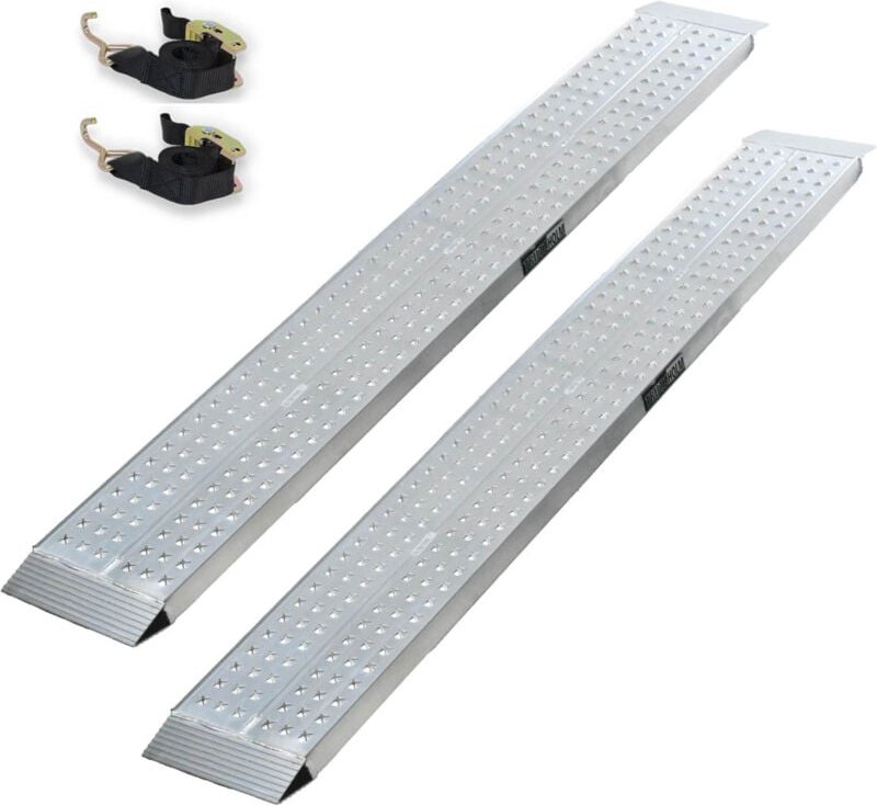 Baumarktplus - trutzholm 2 x Auffahrrampen 200 x 28 cm 540 kg Alu gelocht starr grau Verladerampen Motorradrampen