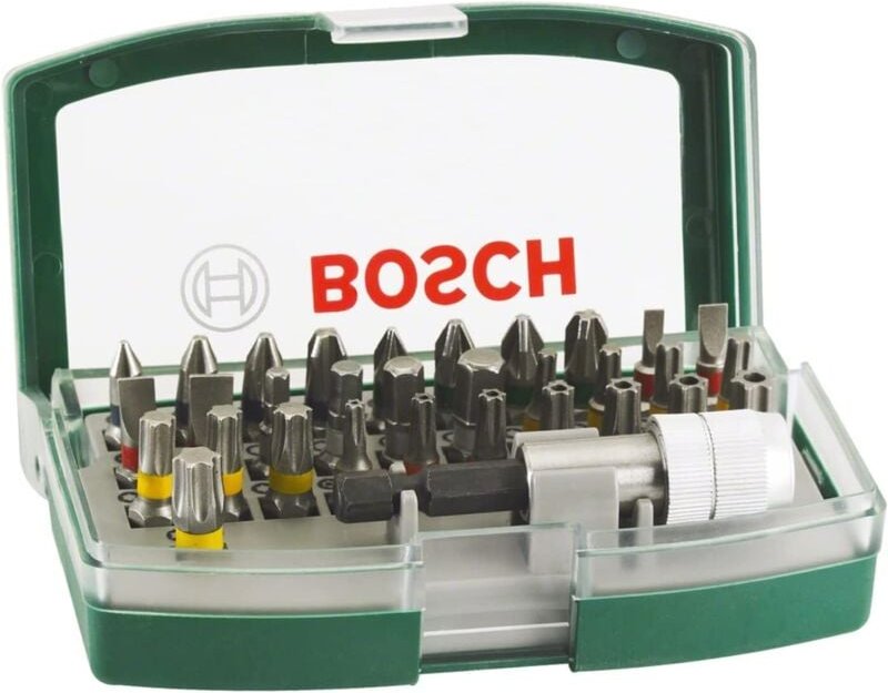 Bosch 32tlg. Schrauberbit-Set (PH-, PZ-, Hex-, T-, TH-, S-Bit, mit Gürtelclip