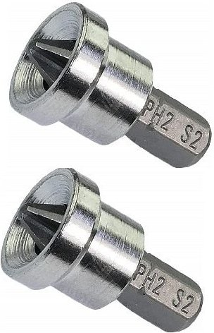 Set mit 2 speziellen Schraubbits für Gipskarton/Placoboard/PH2x25mm 1/4'' für Phillips PH2 Phillips-Antriebsschrauben – ...