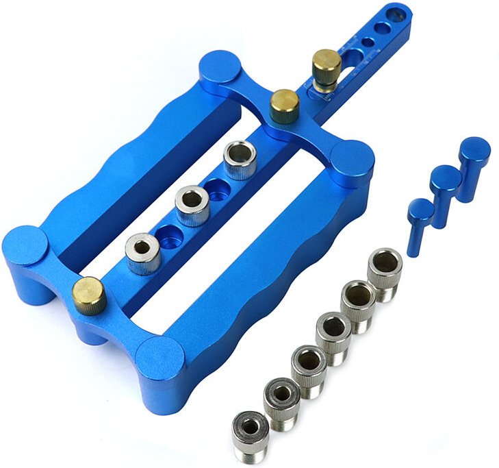 Memkey - Verstellbares, selbstzentrierendes Bohrführungsset mit 6 mm, 8 mm und 10 mm Stecknüssen für Holzbearbeitung, Ti...