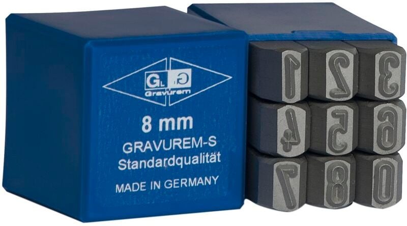 Gravurem - Schlagzahlen Stanzset DIN1451 Zahlenstanzer Schlagstempel 0-9 Schrifthöhe 4 mm